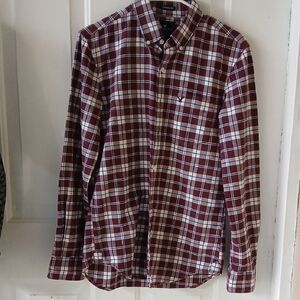 American Eagle Outfitters Maroon Checkered Shirt